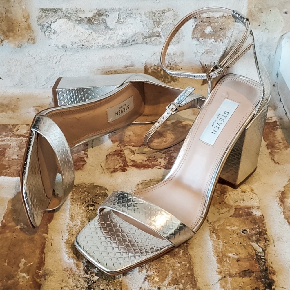 Steven New York Silver Chunky Heels